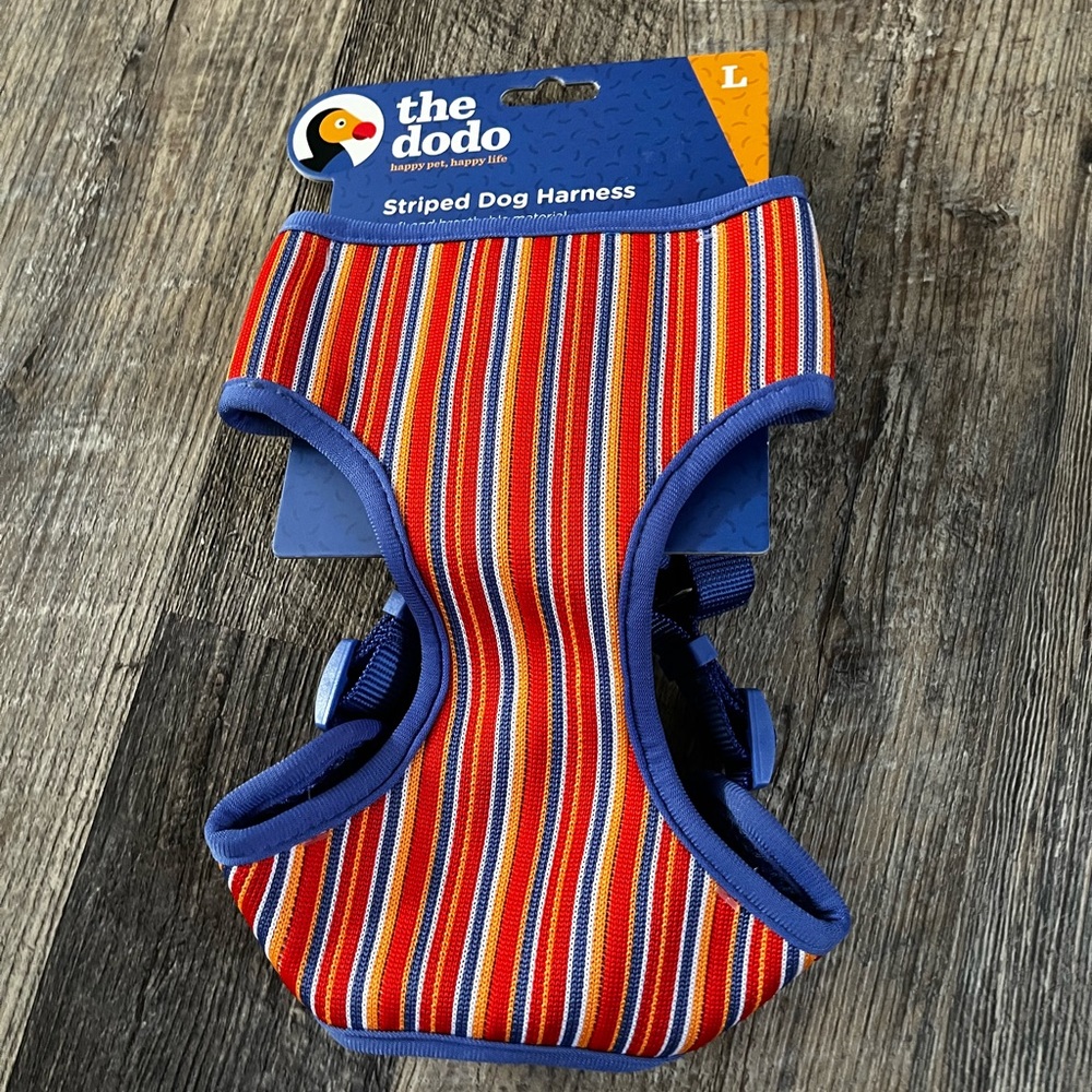 The dodo Striped Dog Harness Multiple Sizes Soft & Breathabl NWT